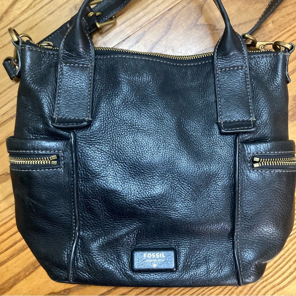 Fossil Black leather Emerson Crossbody satchel - Picture 4 of 7